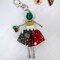 Wrapables Hanging Fashionista Doll Keychain, Crystal Rhinestone Keyring Bag Charm, Christmas Charm